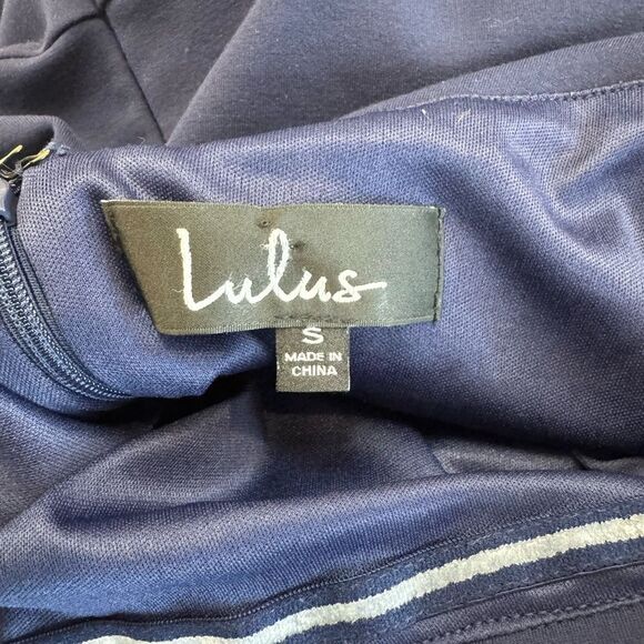 Lulus Way of Love Navy Blue Off the Shoulder Bodycon Mini Dress Size Small - Picture 7 of 7